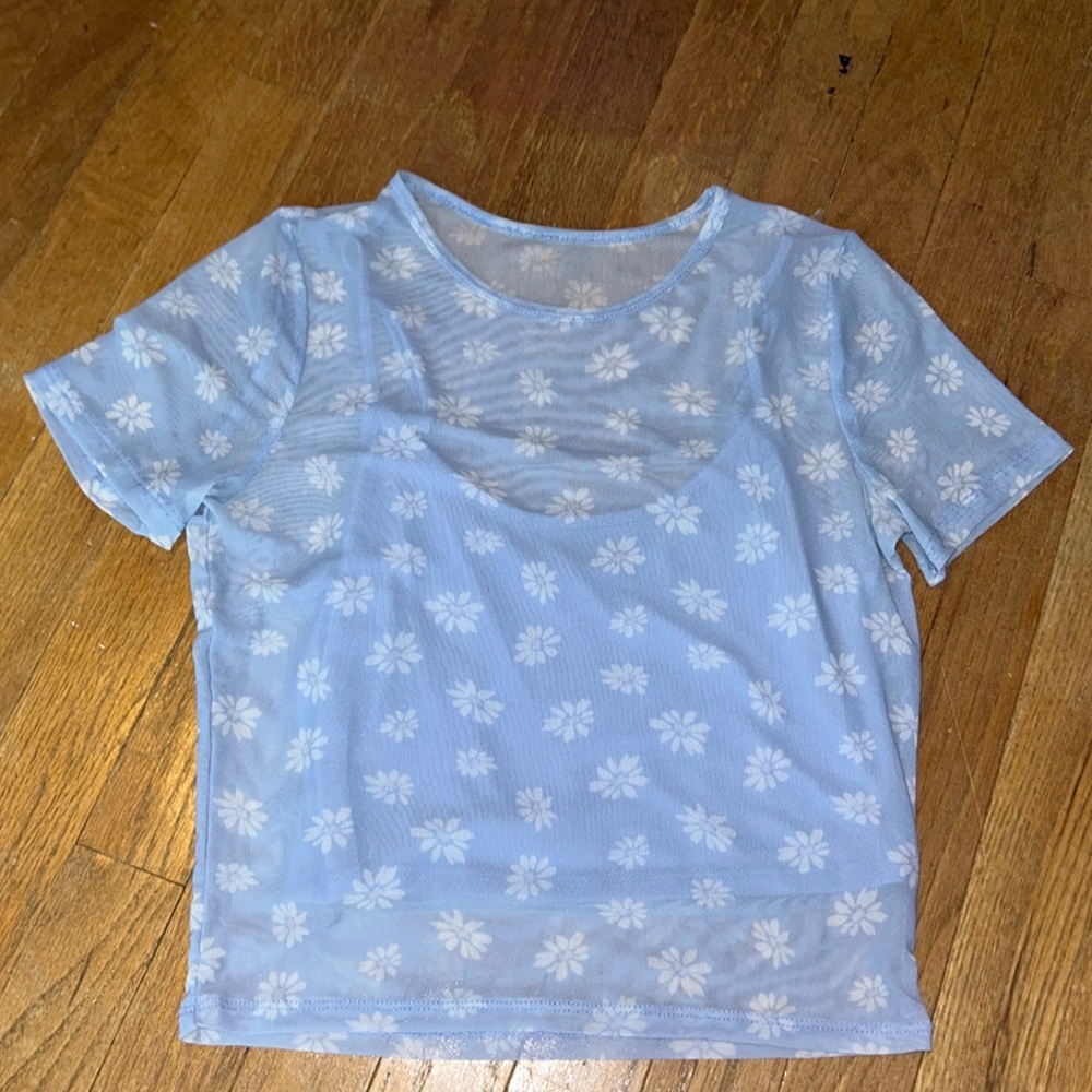 Mesh baby tee with tank top